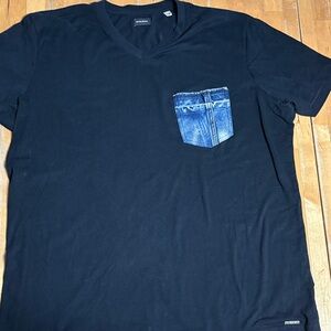 Diesel Navy Blue Tee with Denim Pocket